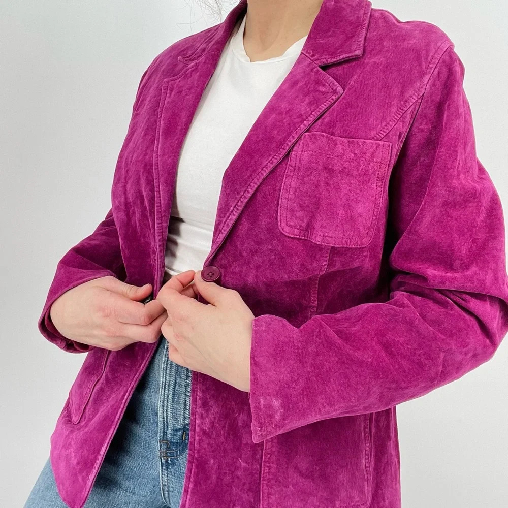 vintage coastal cowgirl hot pink leather jacket size s